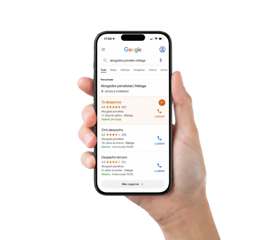 Despacho de abogados posicionado primero en Google Maps — resultado del GEO jurídico